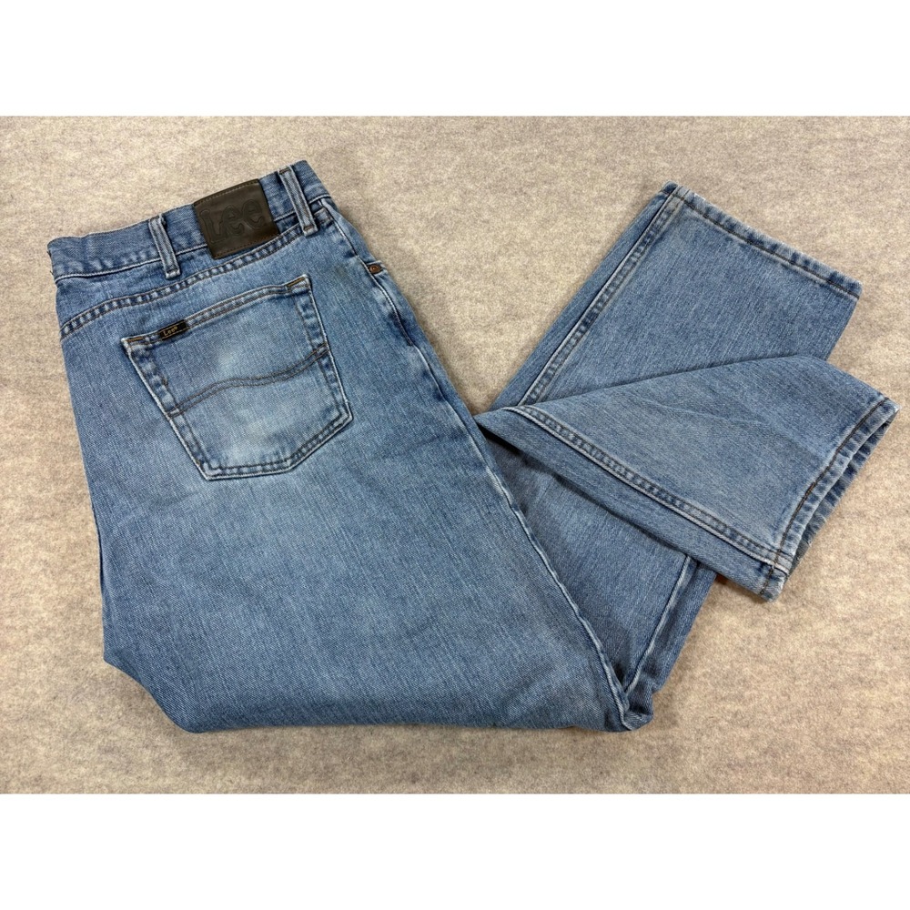 Lee Regular Fit Straight Leg Light Wash Blue Denim Jeans Mens 40x30 2009023